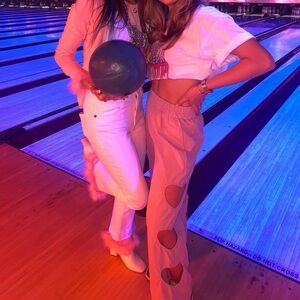 🐍SHEIN lavendar pants with heart cut outs size m